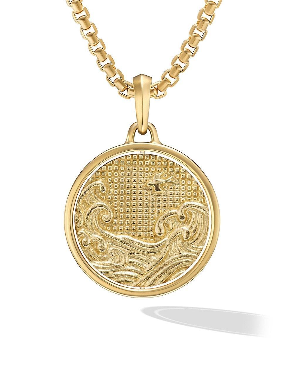 Mens Water and Fire Duality Amulet in 18K Yellow Gold, 30MM Product Image