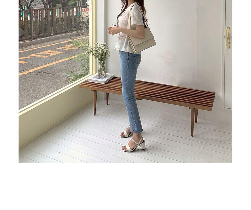 V-Neck Elbow-Sleeve Peplum Blouse Product Image