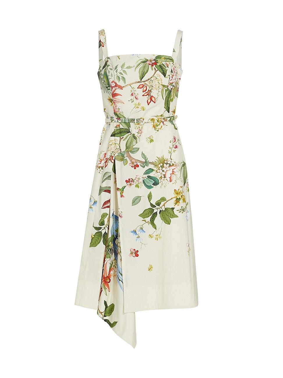 Womens Floral Fauna Drape Godet Dress Product Image