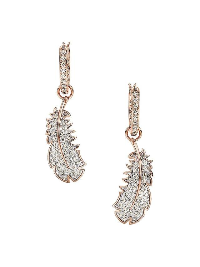 Swarovski Rose Gold-Tone Nice Crystal Feather Drop Earrings Product Image