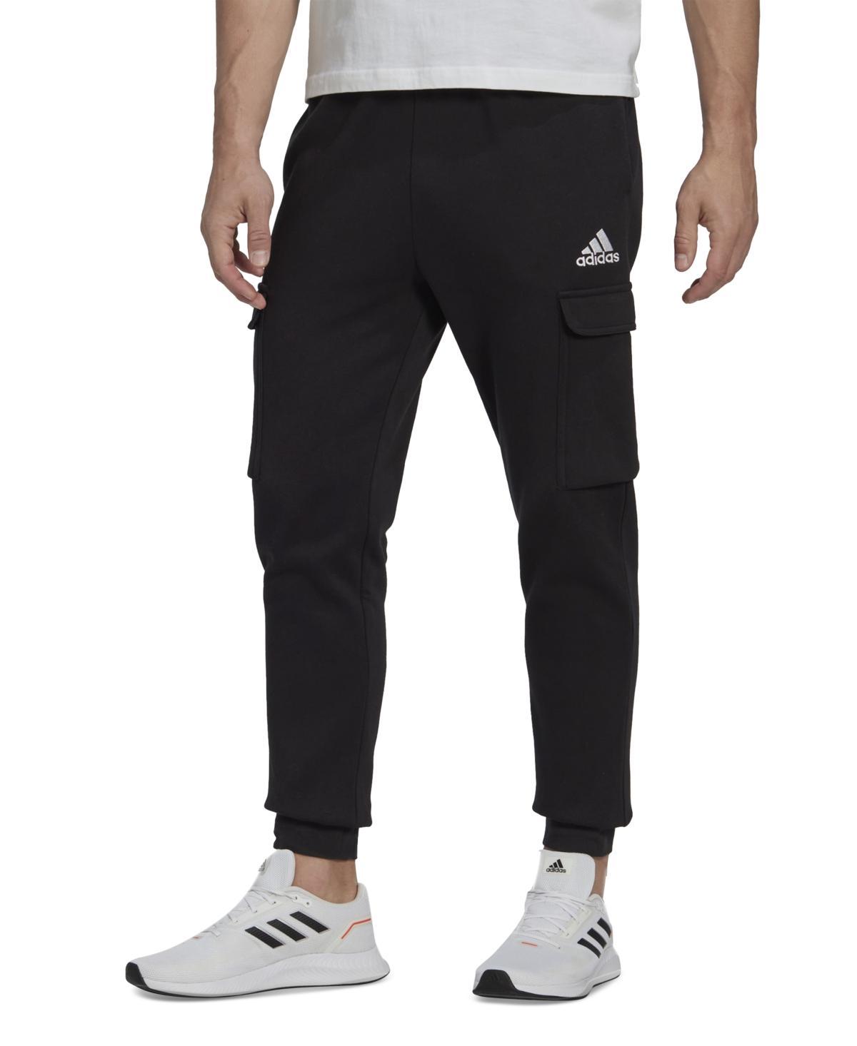 Mens adidas Essentials Tapered Fleece Cargo Pants Black Product Image