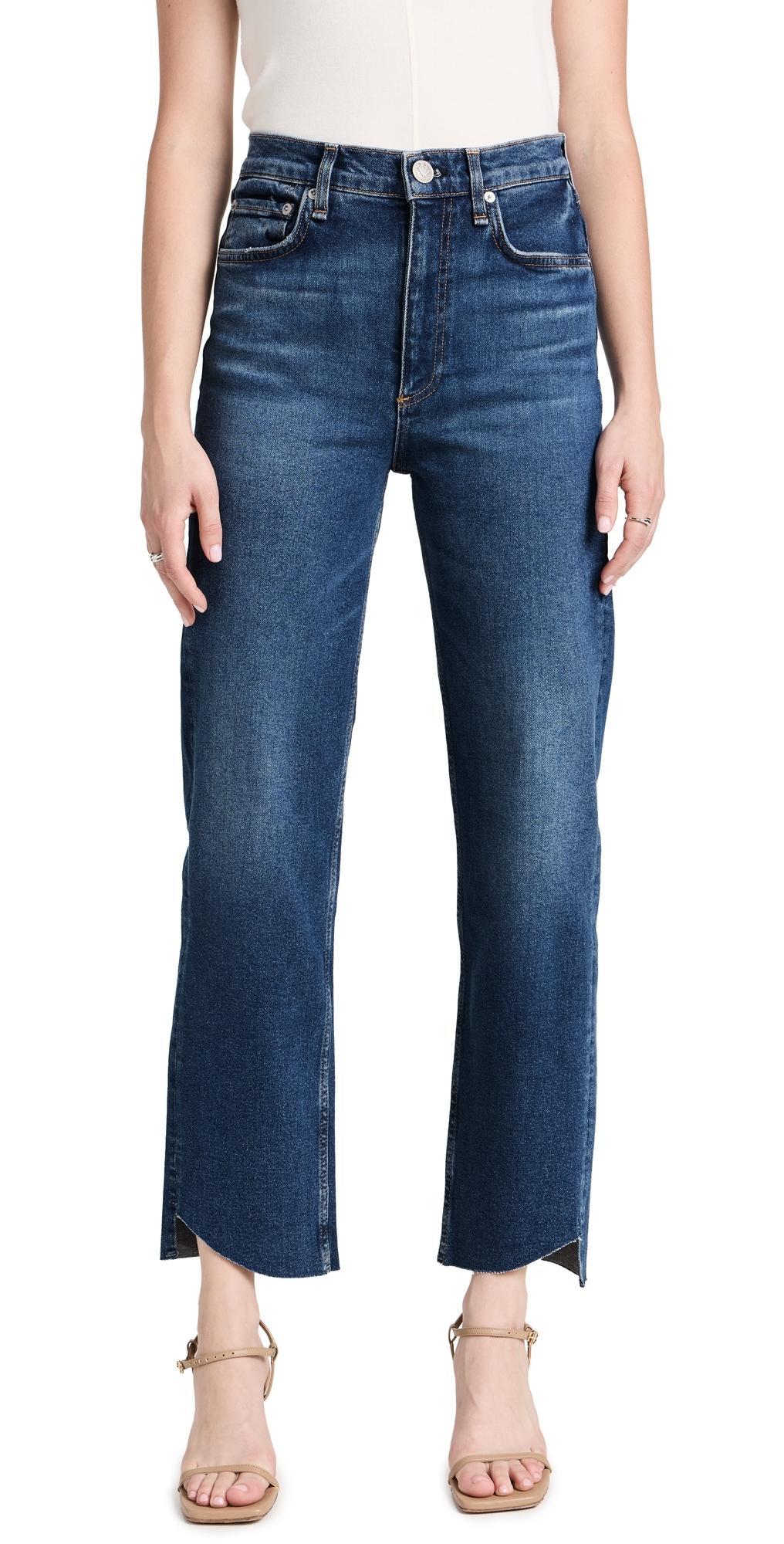 rag & bone Harlow Mid Rise Fray Curve Hem Jeans Product Image