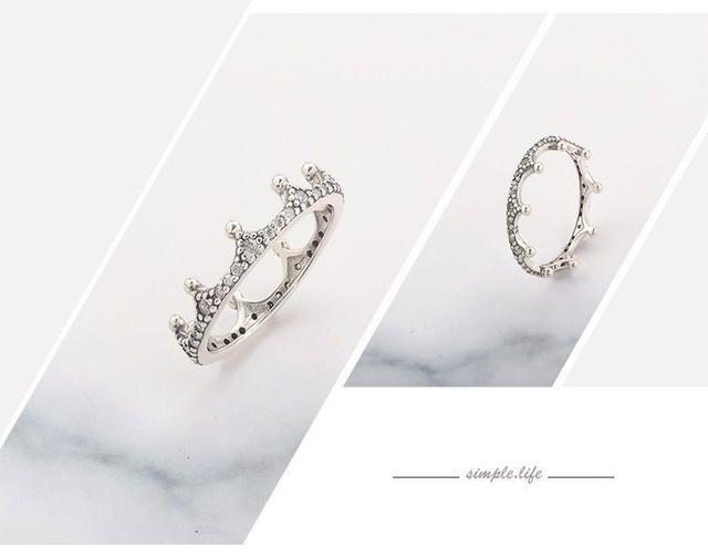 925 Sterling Silver Crown Rhinestone Ring Product Image