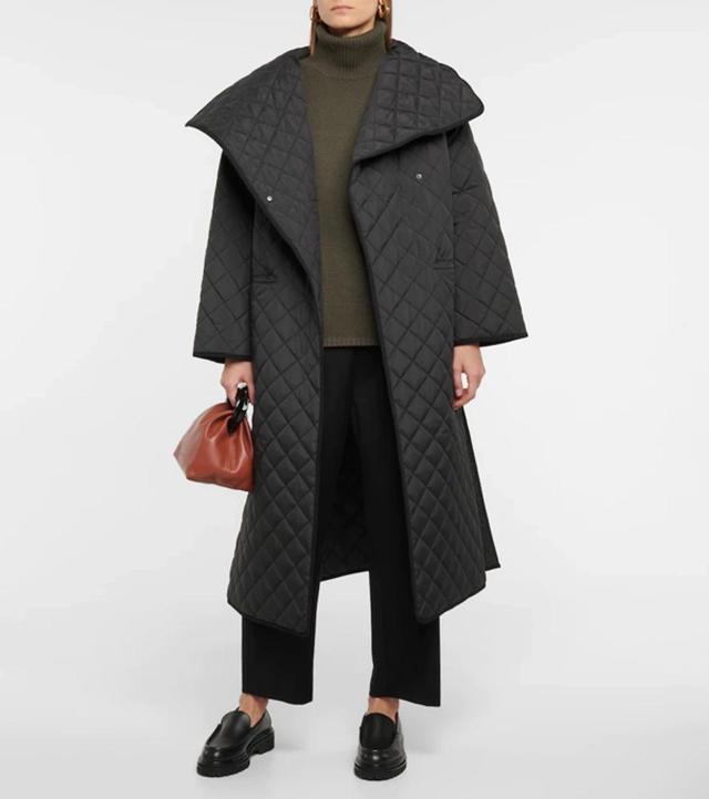 Signature Oversized Quilted Recycled Shell Coat In Black Product Image