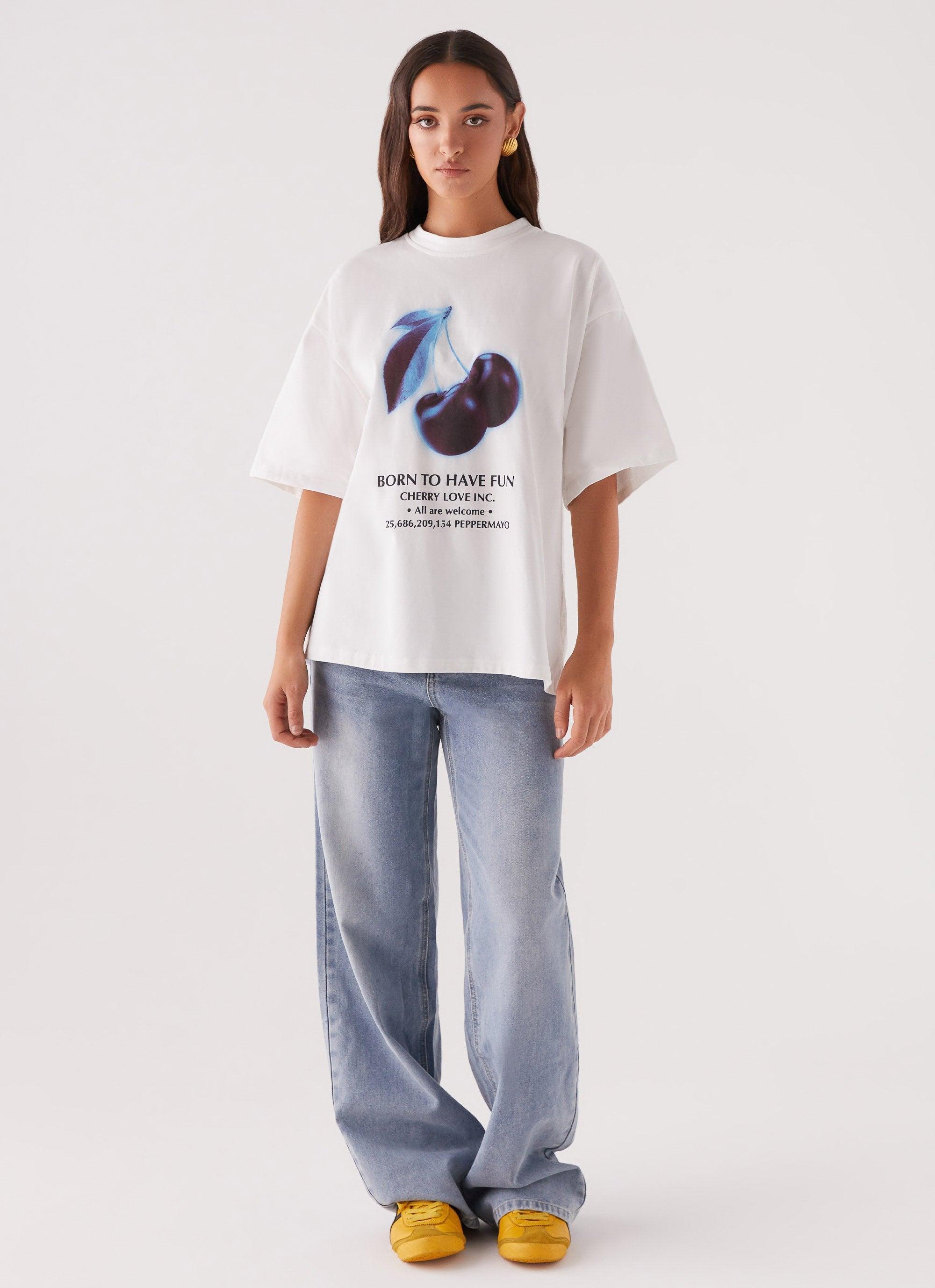 Born To Have Fun Oversized Graphic Tee - Cherry Product Image