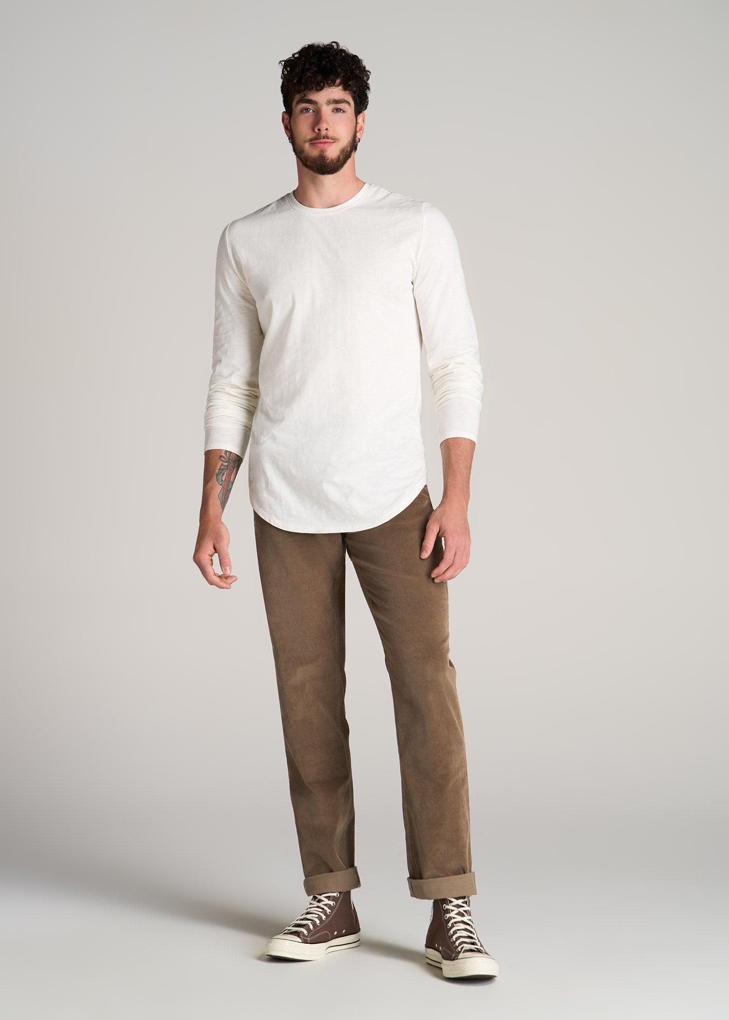 STRAIGHT-LEG Stretch Corduroy Pants for Tall Men in Dark Sand Product Image