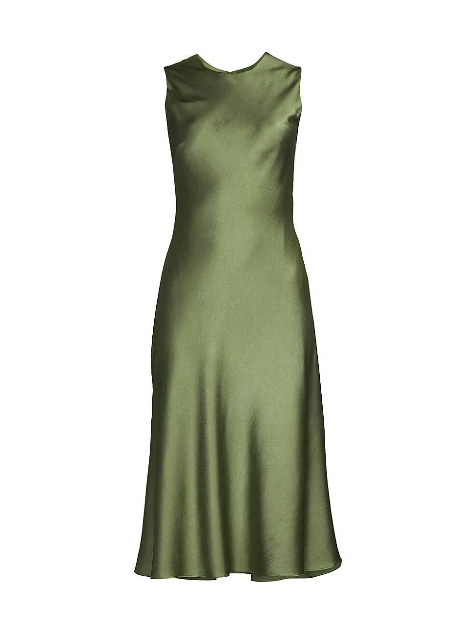 Womens Silk Satin Sleeveless Midi-Dress Product Image