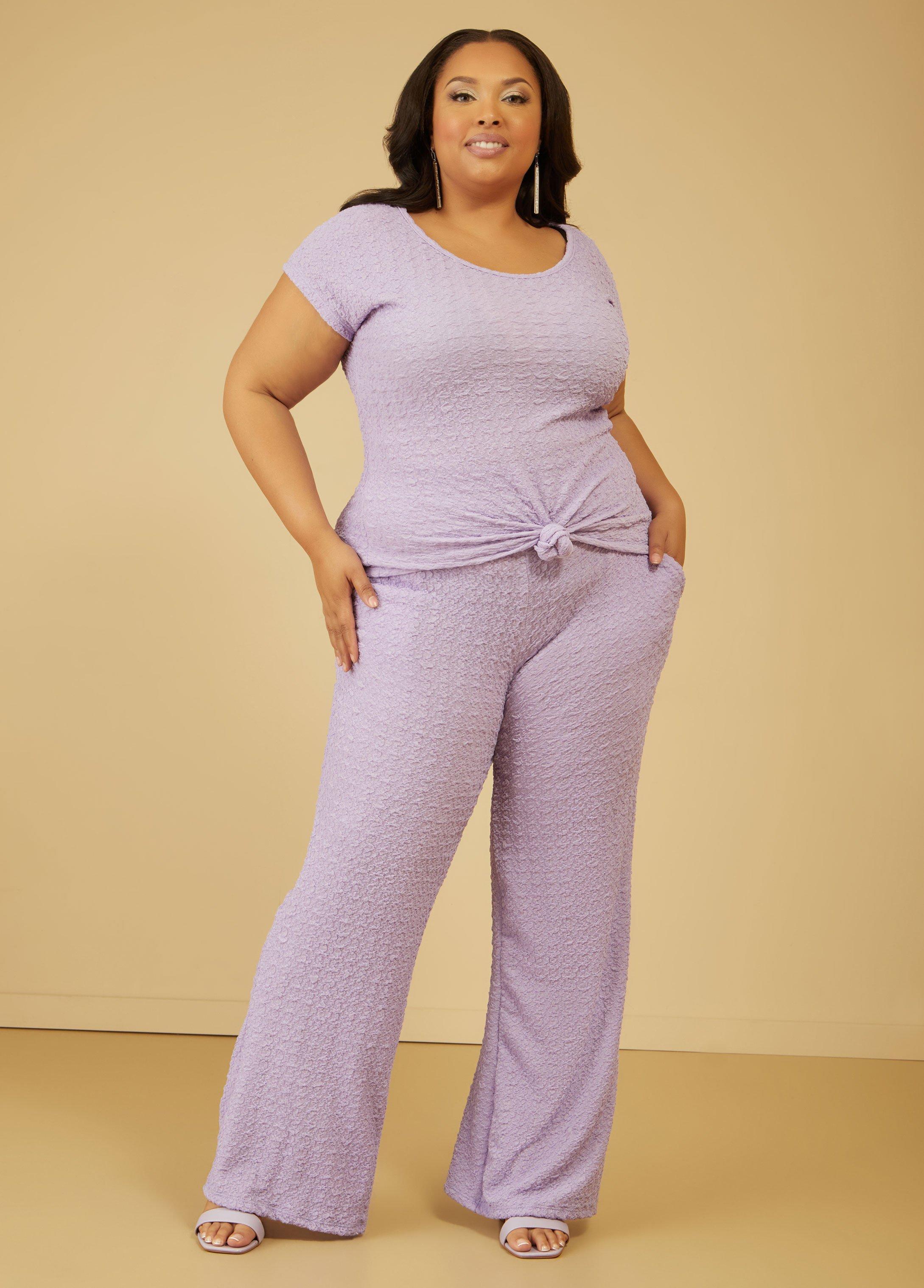 Plus Size Textured Knit Straight Leg Pants Ashley Stewart product image