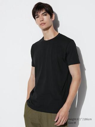 Mens Dry Crew Neck Short-Sleeve Color T-Shirt with Quick-Drying Black 2XS UNIQLO US Product Image