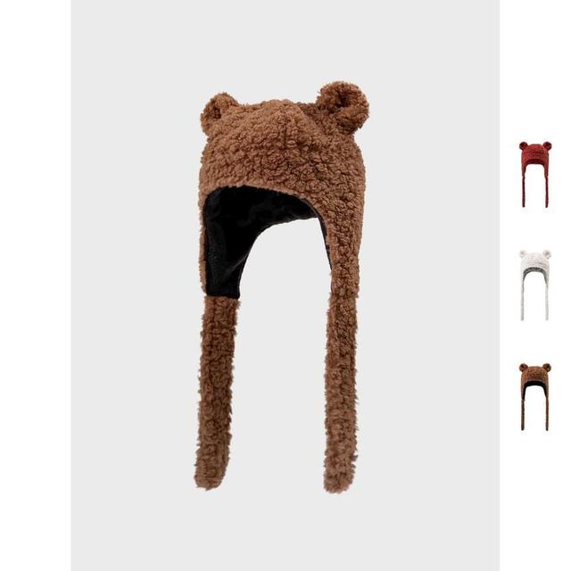 Plain Bear Ear Fleece Earflap Hat Product Image