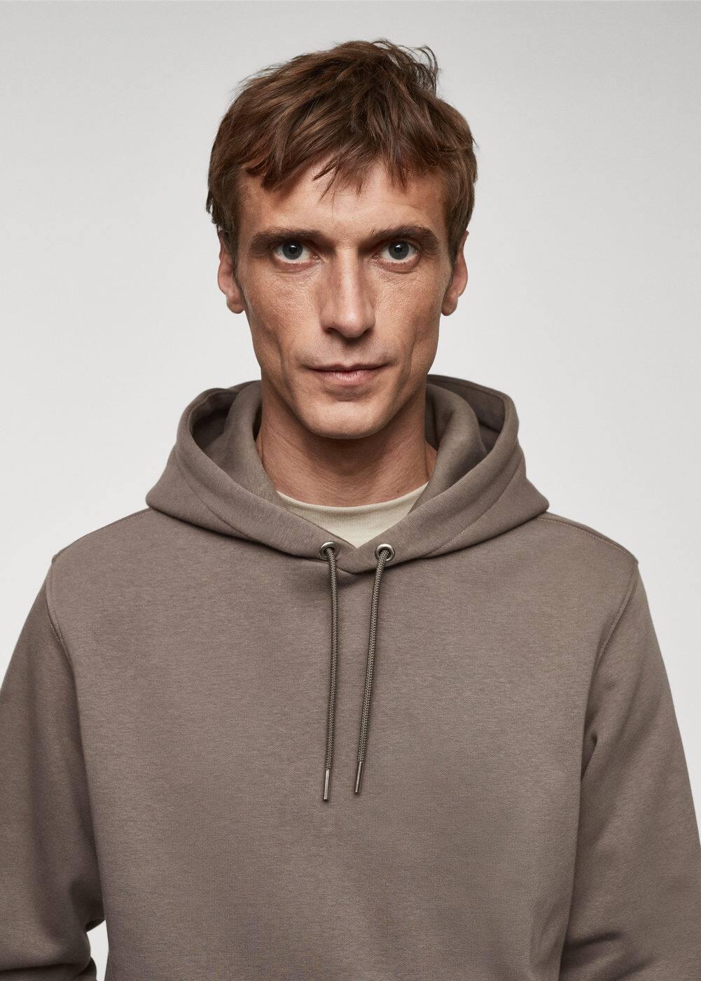 MANGO MAN - Cotton kangaroo-hooded sweatshirt mink greyMen Product Image