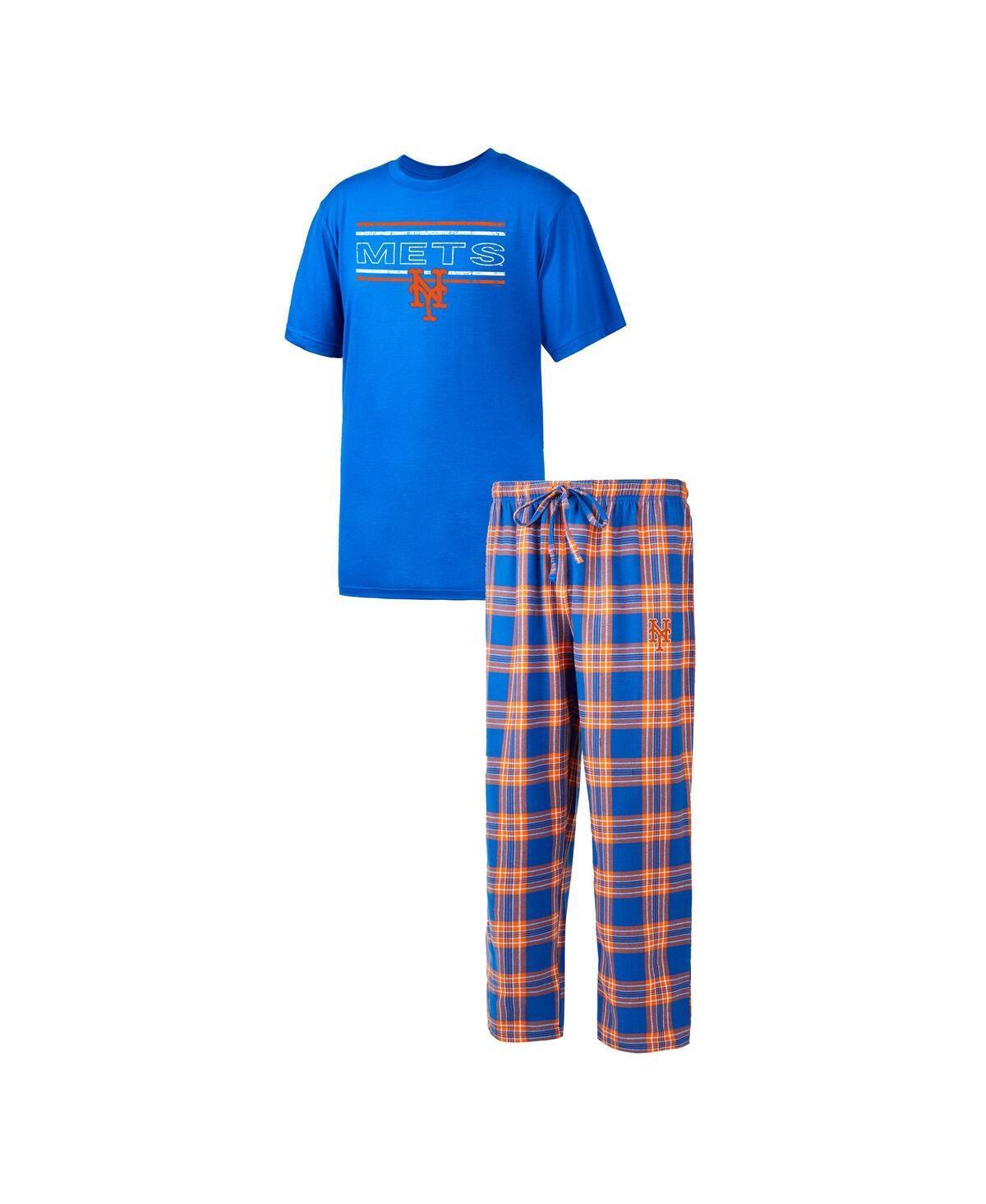 Mens Concepts Sport Royal/Orange New York Mets Badge T-Shirt & Pants Sleep Set Product Image