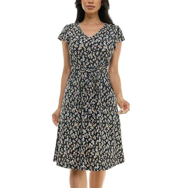 Womens Nina Leonard Cap Sleeve V-Neck Dress Product Image