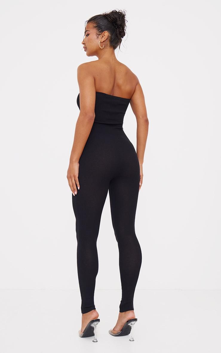 Black Fine Knit Bandeau Jumpsuit Product Image