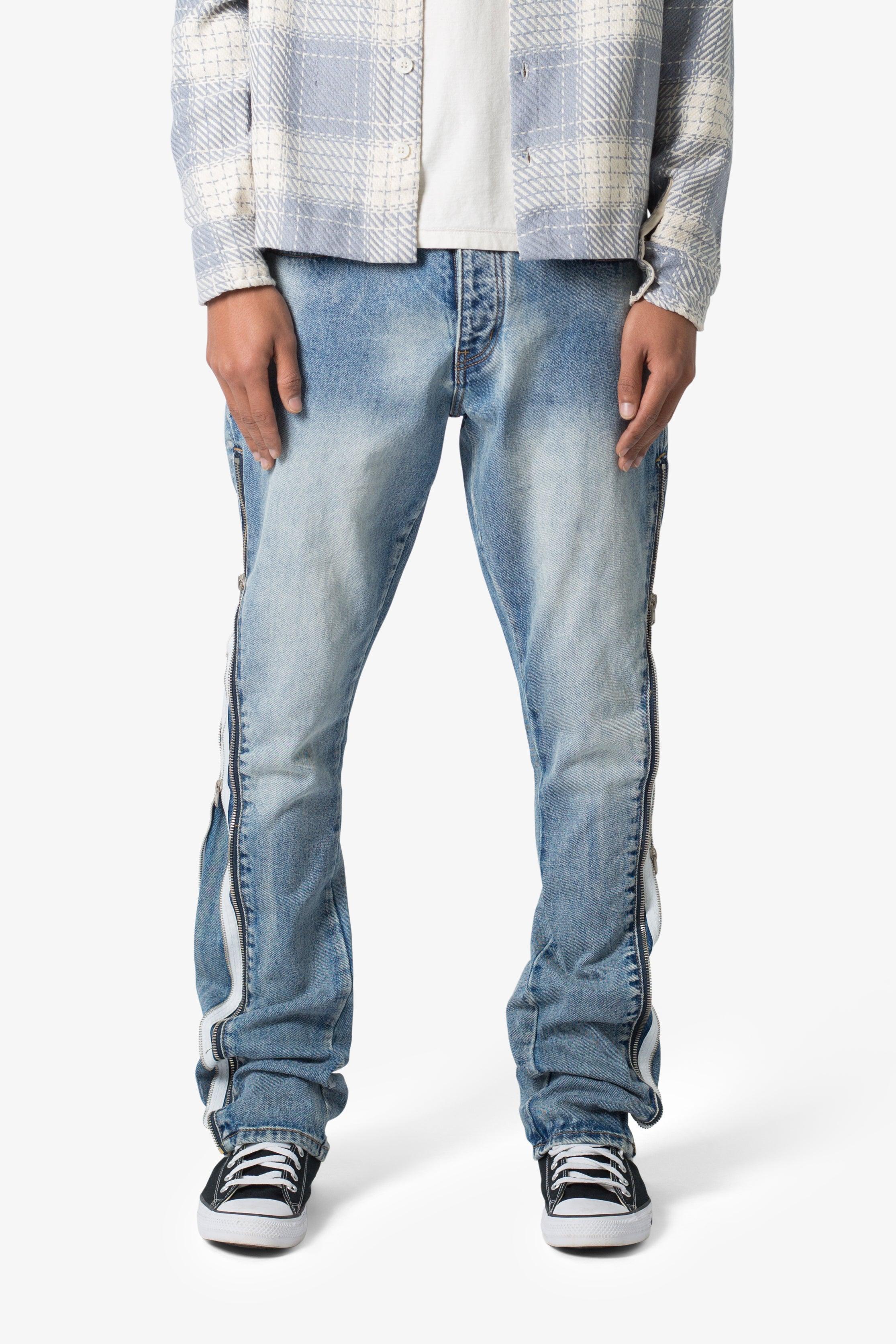 B574 Zipper Flare Denim - Blue Product Image