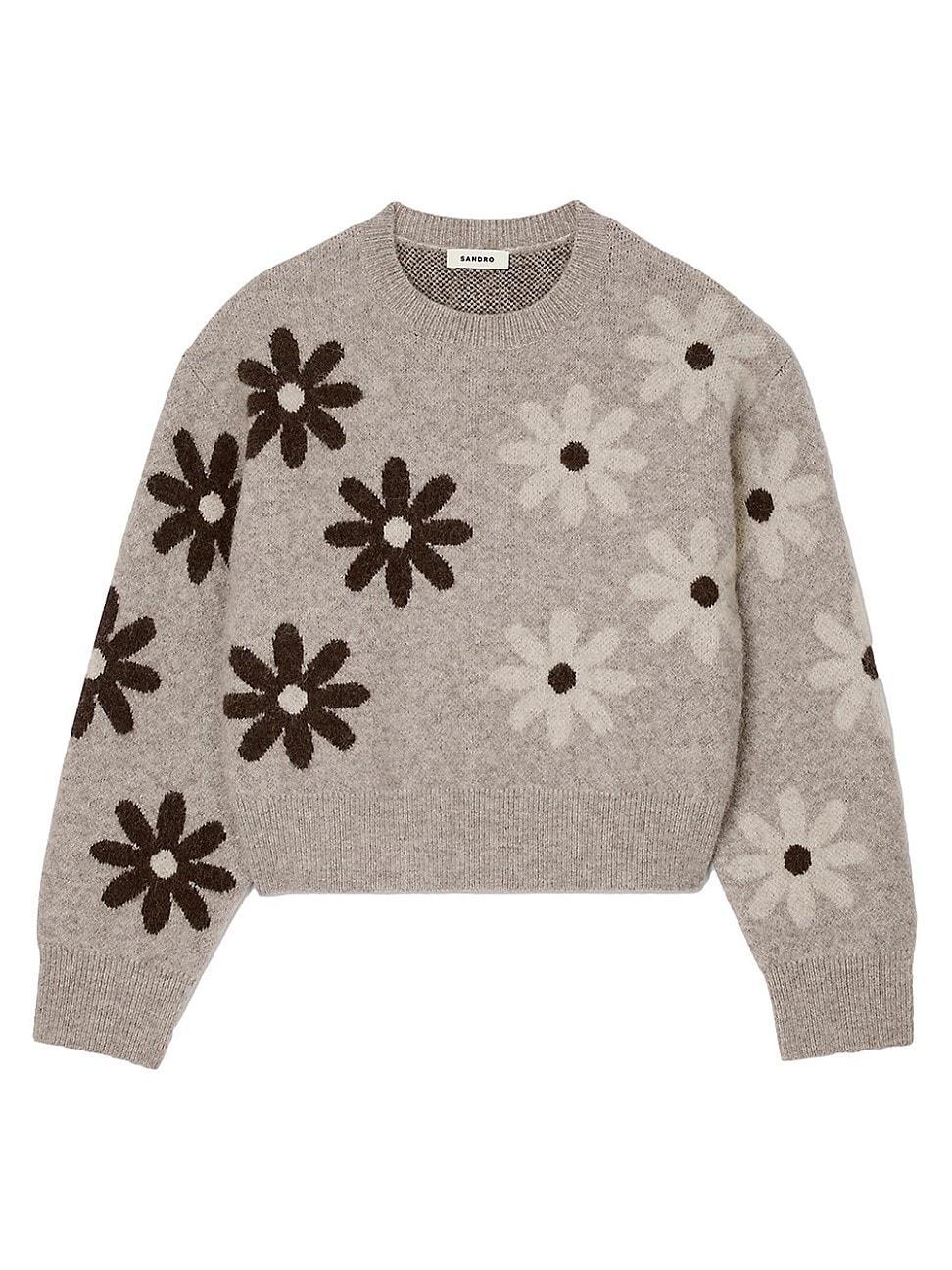 Womens Floral Knit Sweater Product Image