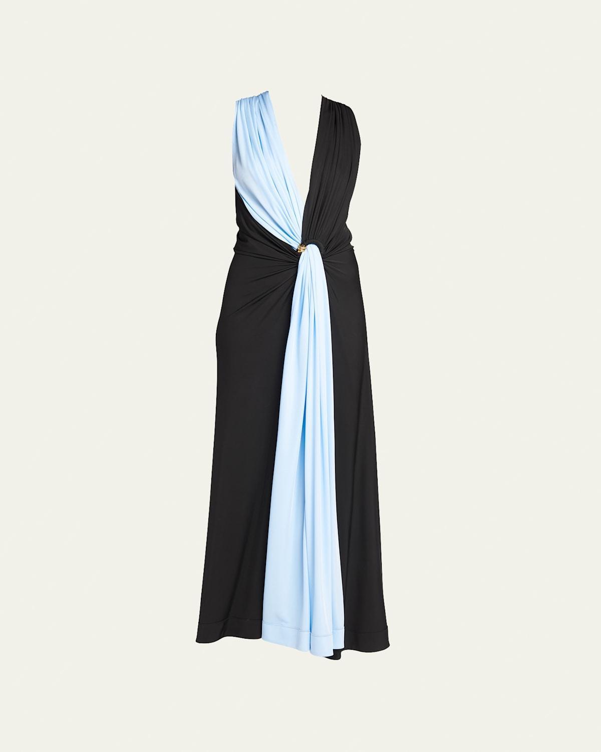 Lightweight Contrast Draped Jersey Dress Product Image