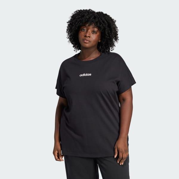 adidas Essentials Linear Cotton Tee (Plus Size) Glow Blue 1X Womens Product Image