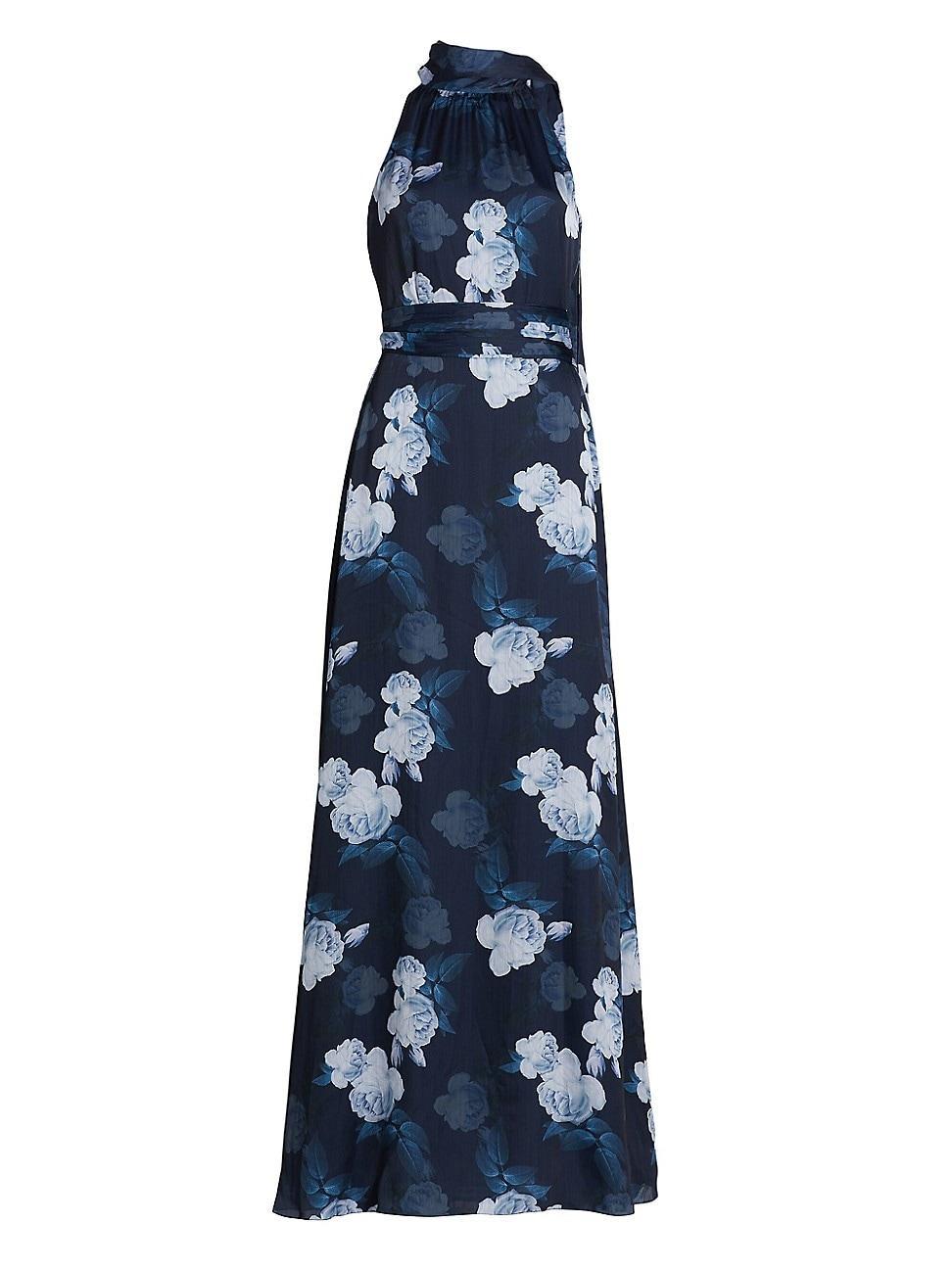 Womens Kayla Floral Halter Maxi Cocktail Dress Product Image