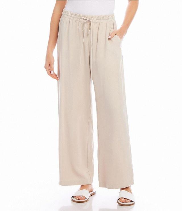 Karen Kane Twill Elastic Drawstring Wide Leg Pull-On Pants Product Image