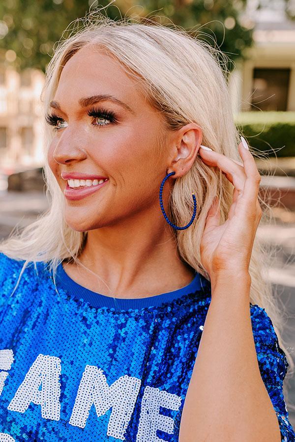 Creating Happiness Hoop Earrings In Royal Blue Product Image