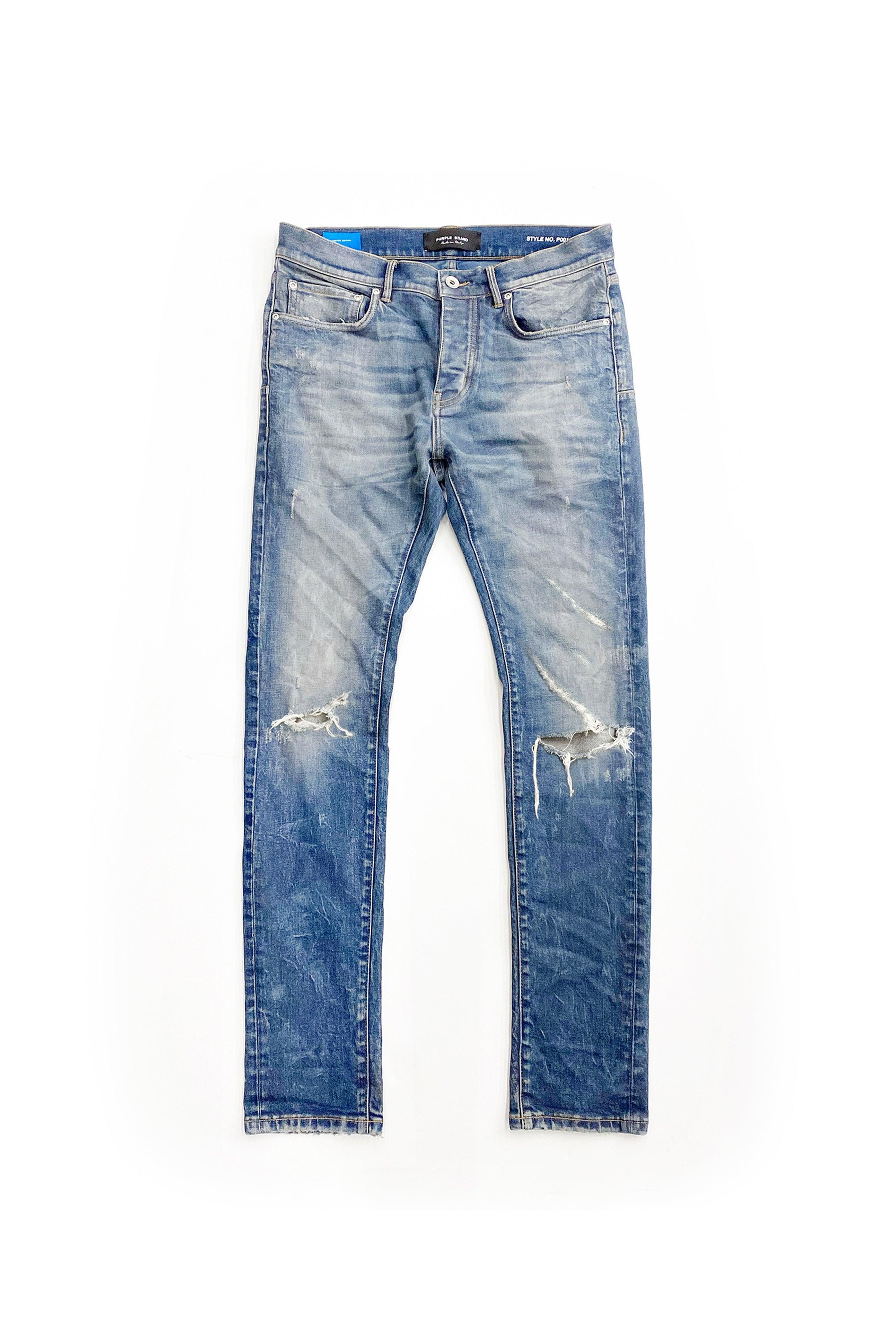 P005 STRAIGHT SLIM JEAN - Thrashed Tinted Indigo Male Product Image