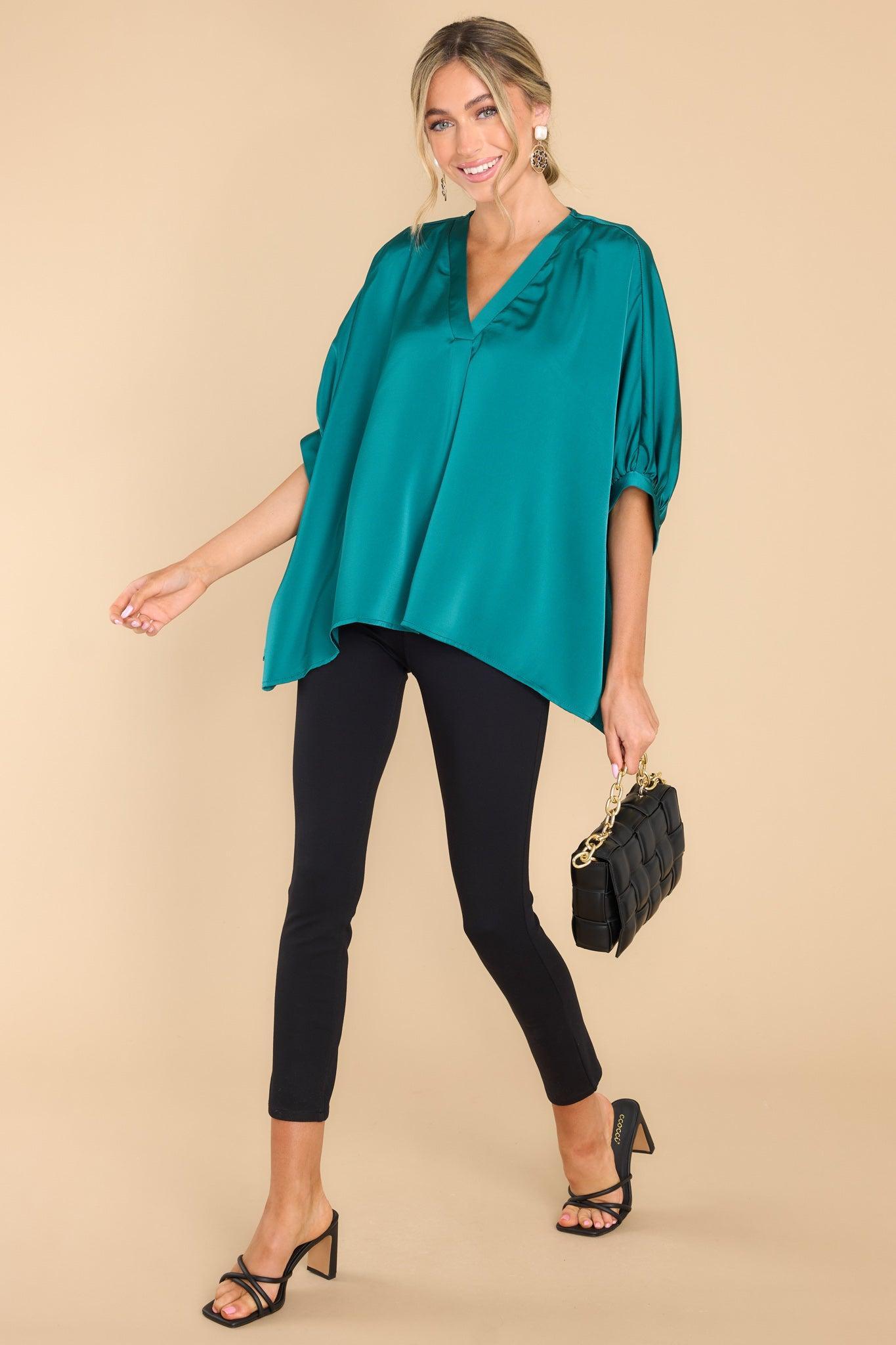 Fun And Flirty Hunter Green Top Product Image