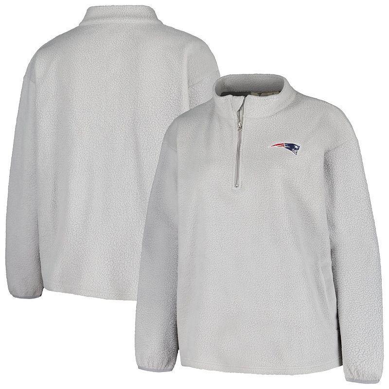 Womens Profile Gray New England Patriots Plus Size Sherpa Quarter-Zip Jacket Product Image