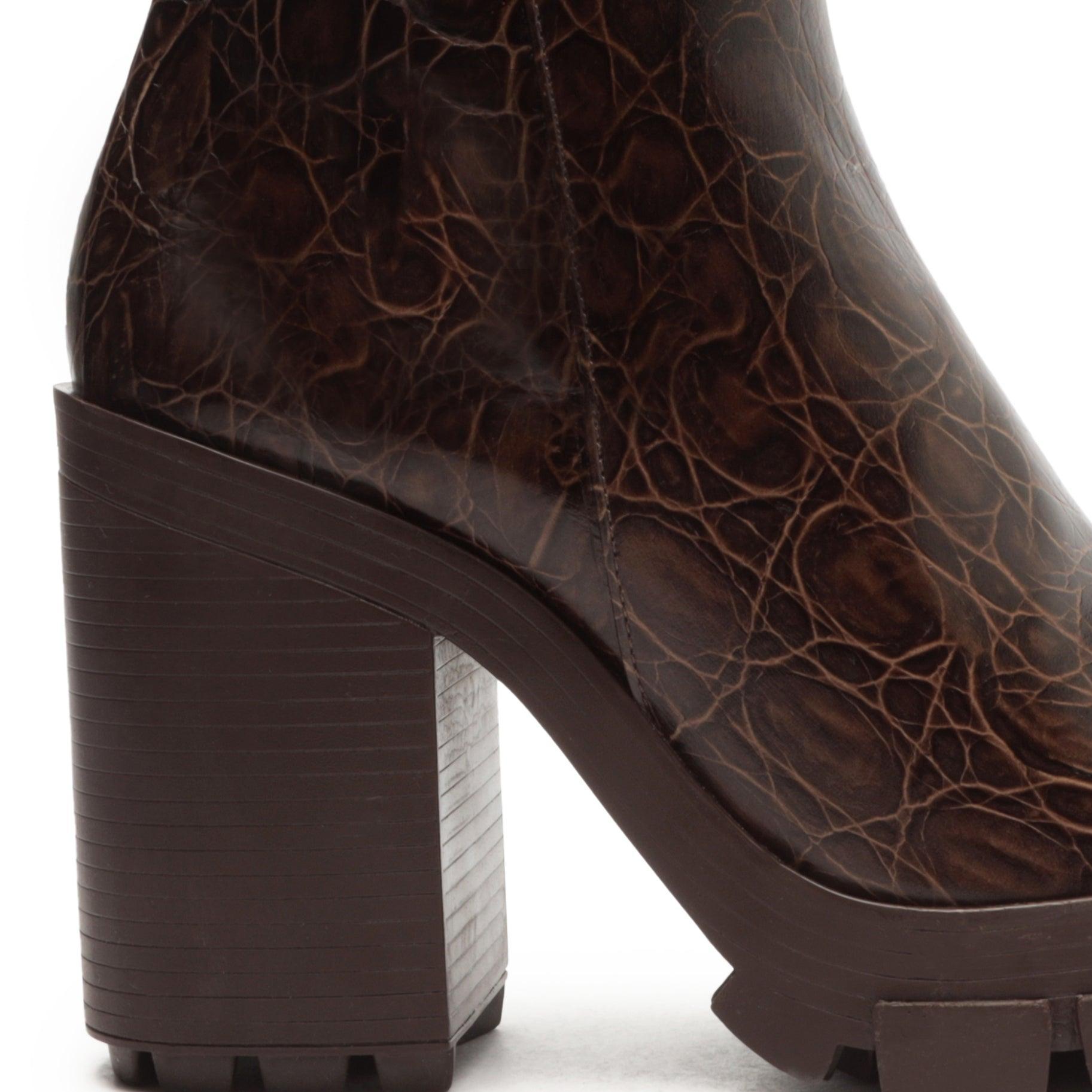 Gwendoline Crocodile-Embossed Leather Bootie Product Image