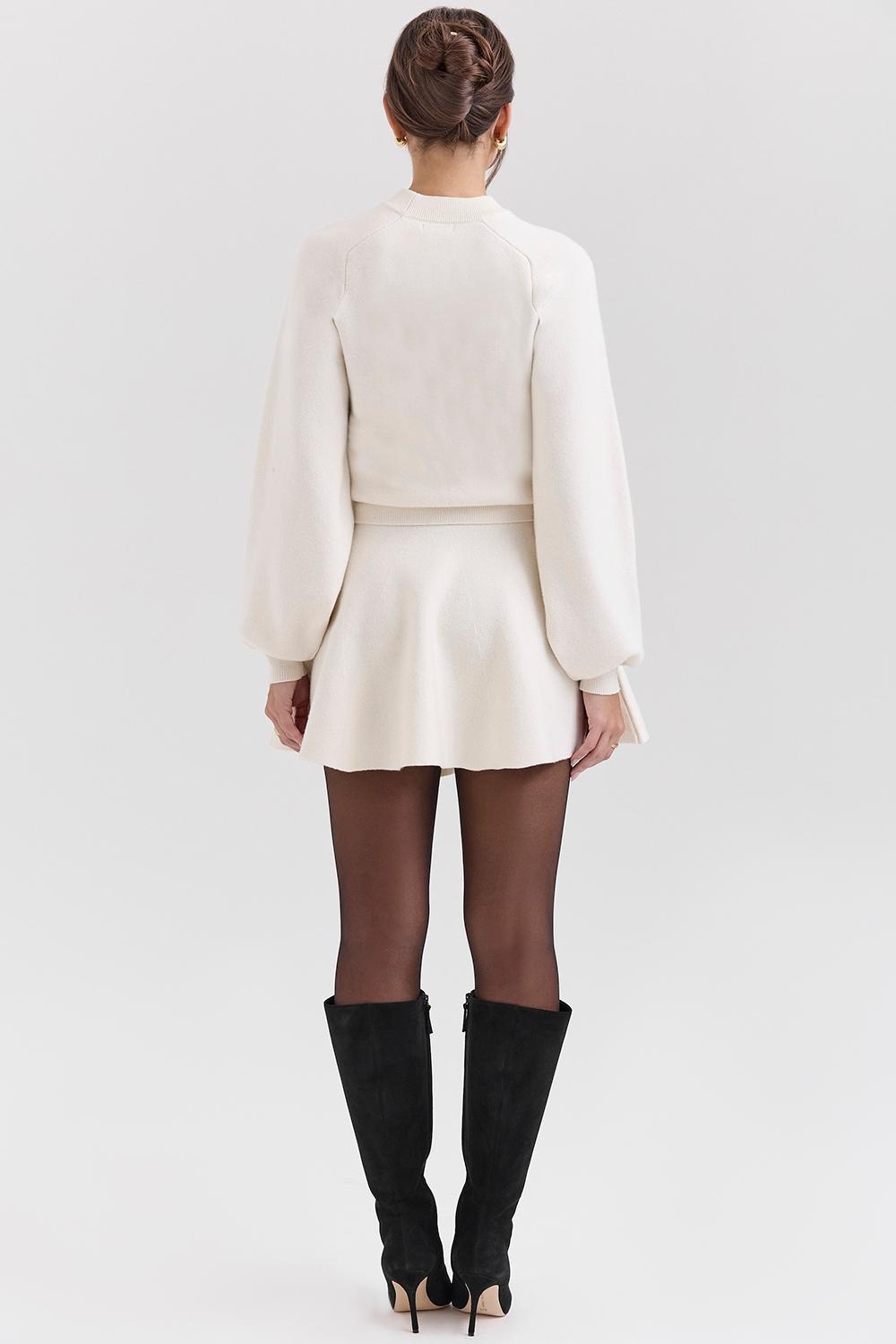 Rosina Cream Wool Cashmere Flounce Mini Skirt Product Image