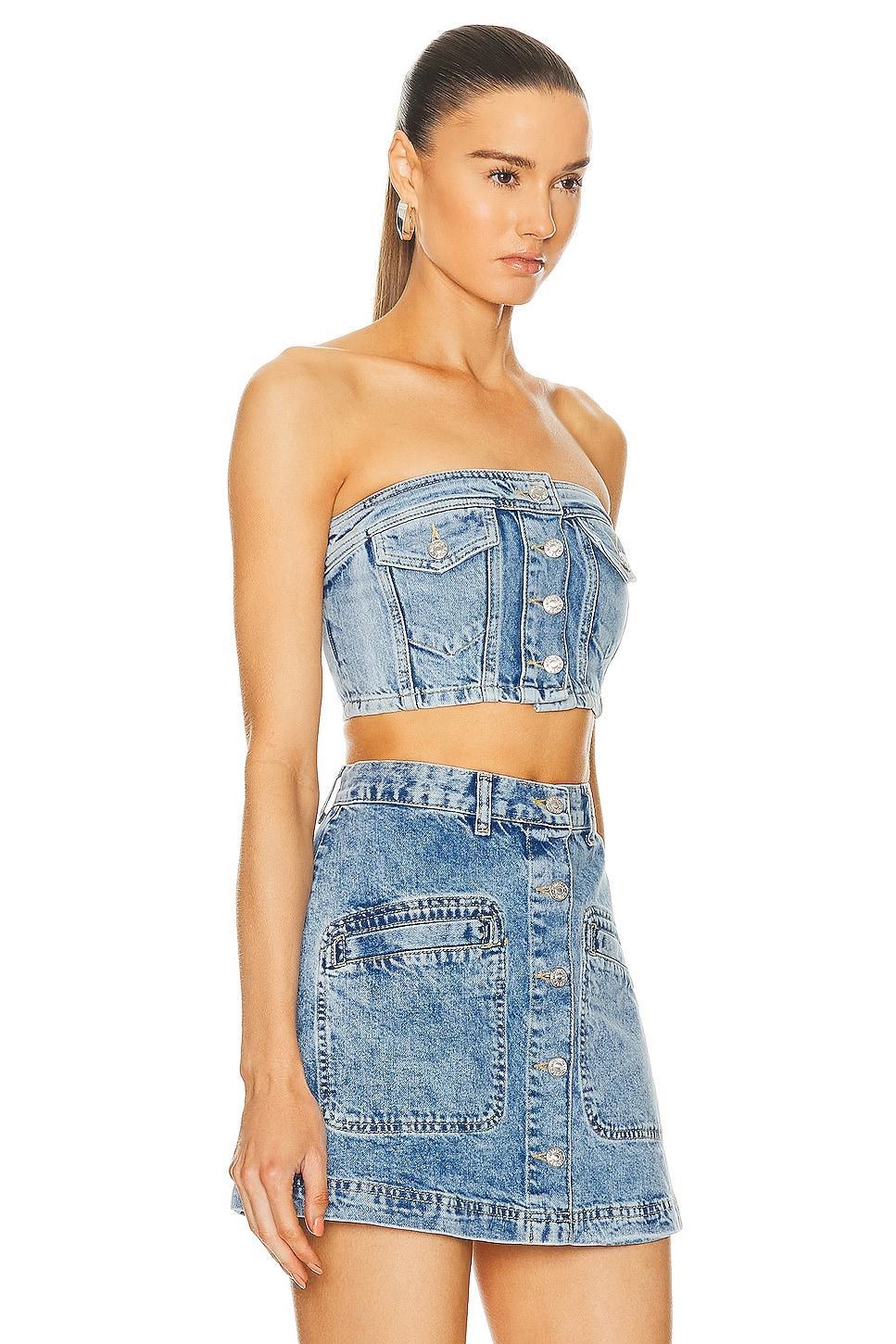 Moschino Jeans Blue Recycled Denim Top Blue. (also in ). Product Image