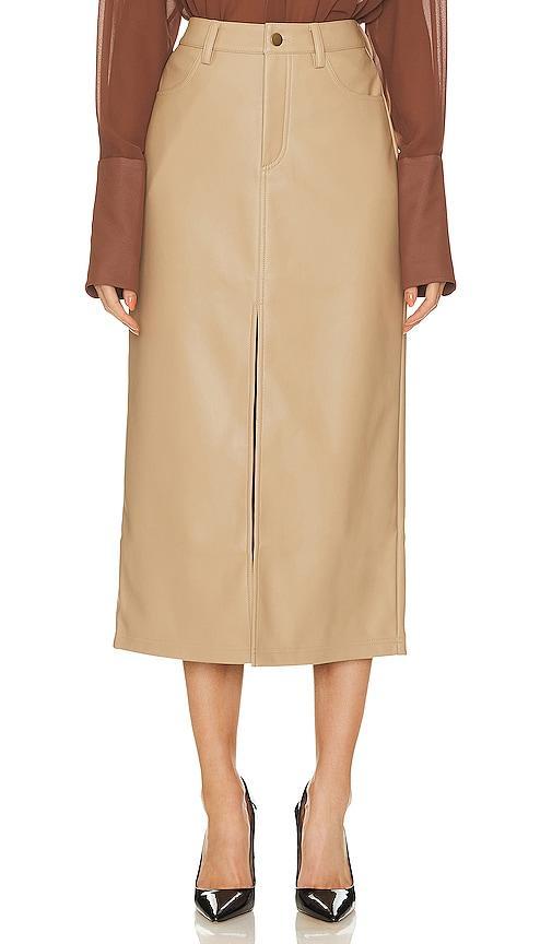 Steve Madden Avani Faux Leather Skirt in Tan. Product Image