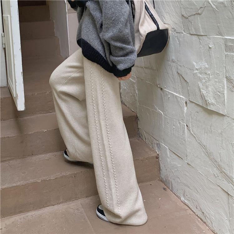 Mid Rise Plain Wide Leg Pants Product Image