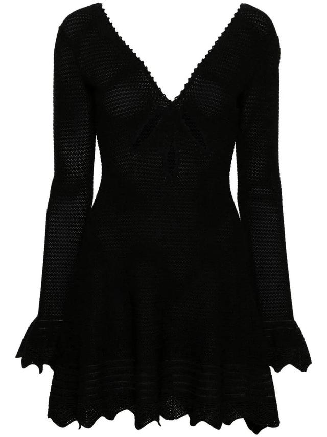 Self-portrait Crochet Mini Dress In Black   Product Image