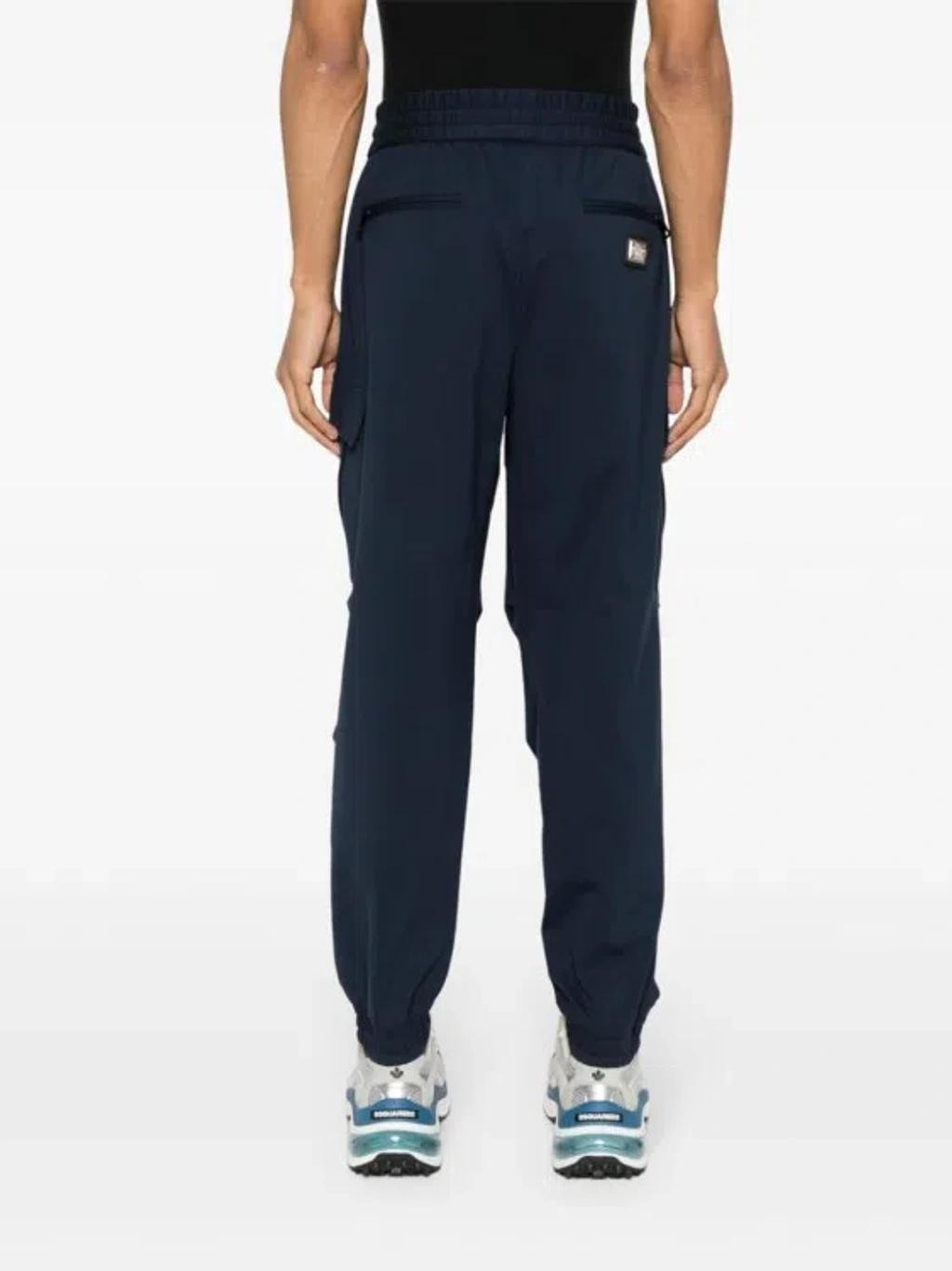 Logo-plaque Cargo Pants In Dark Blue Product Image