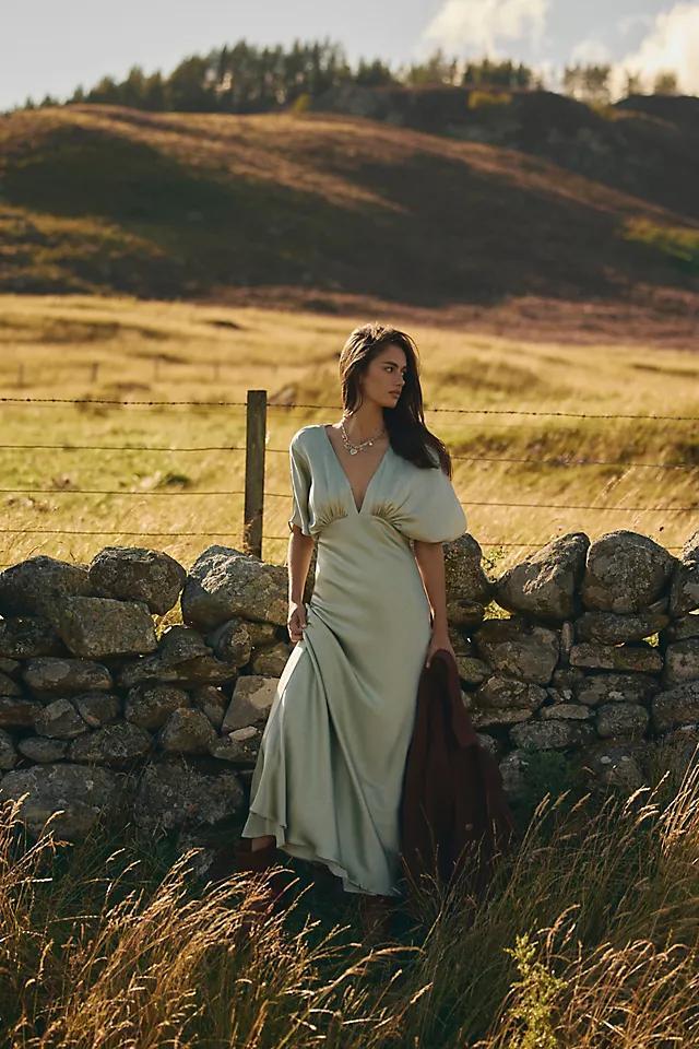 BHLDN Amelia Deep-V Satin Maxi Dress Product Image