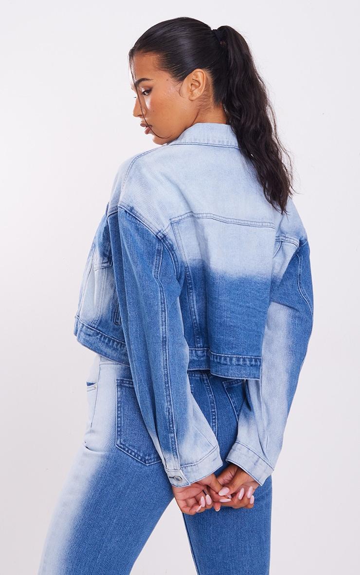 Mid Blue Wash Bleach Detail Crop Jacket Product Image