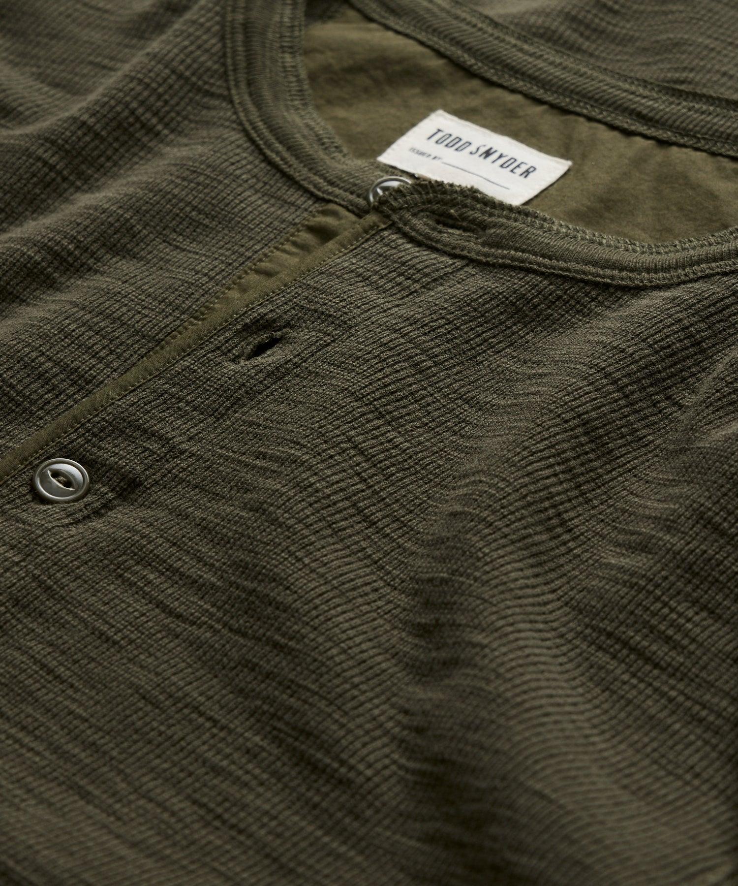 Lightweight Mini Waffle Henley in Snyder Olive Product Image