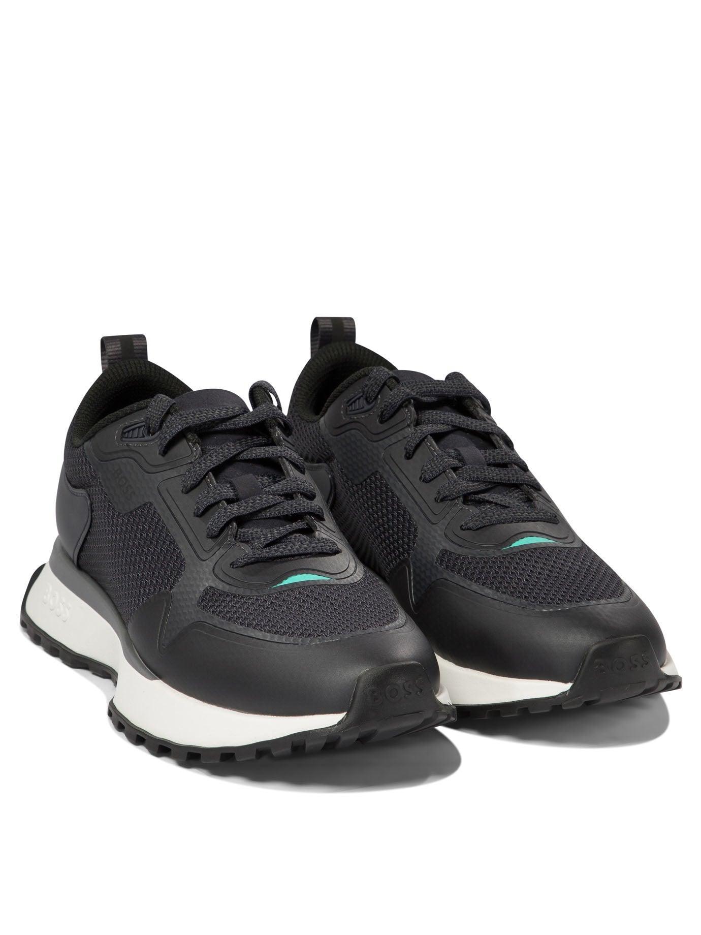 HUGO BOSS Mesh-embellished Low-top Sneakers In Blue Product Image