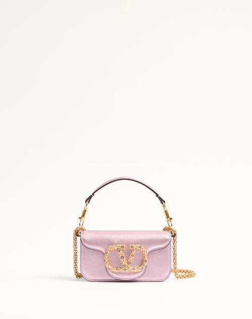 VALENTINO GARAVANI LOCÒ SMALL SHOULDER BAG IN LAMINATED CALFSKIN WITH JEWEL LOGO Product Image