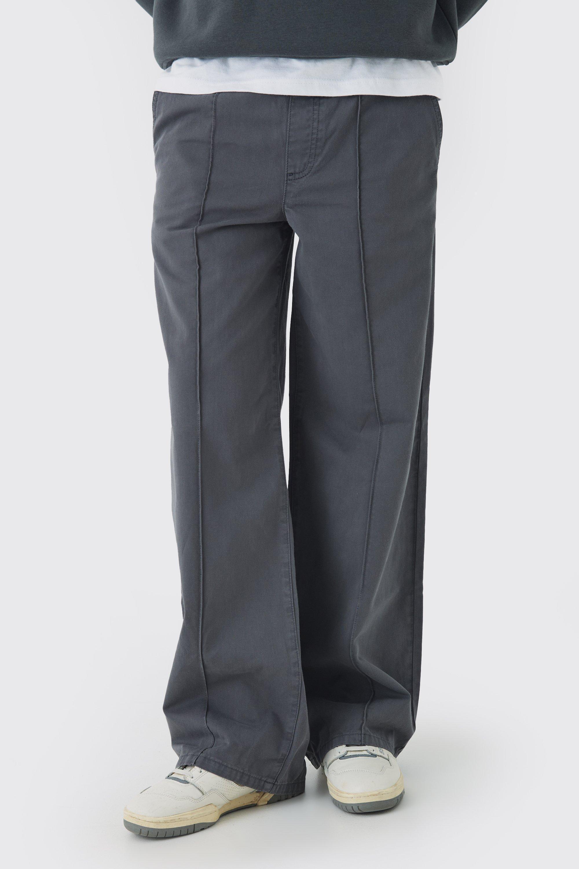 Elasticated Waist Wide Leg Pintuck Chino Pants | boohooMAN USA Product Image