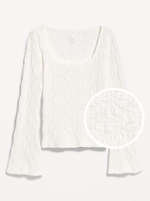 Textured Lace Scoop-Neck Top Product Image