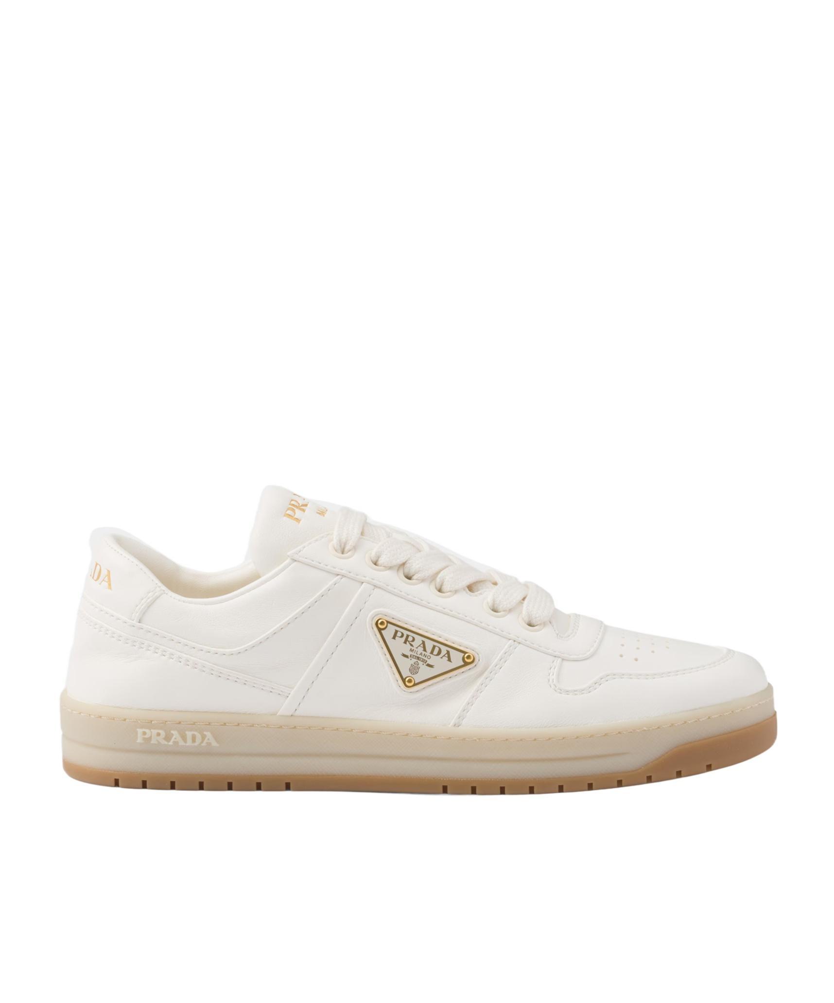 PRADA Leather Low-top Sneakers In Ivory Product Image