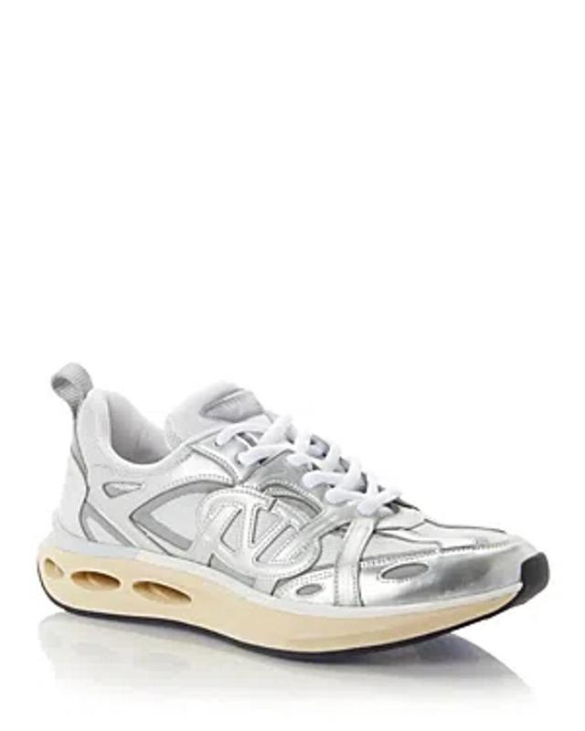 VALENTINO GARAVANI Vlogo Easy Jog Metallic Sneakers In Argento/sky Sorbet/bianco Product Image