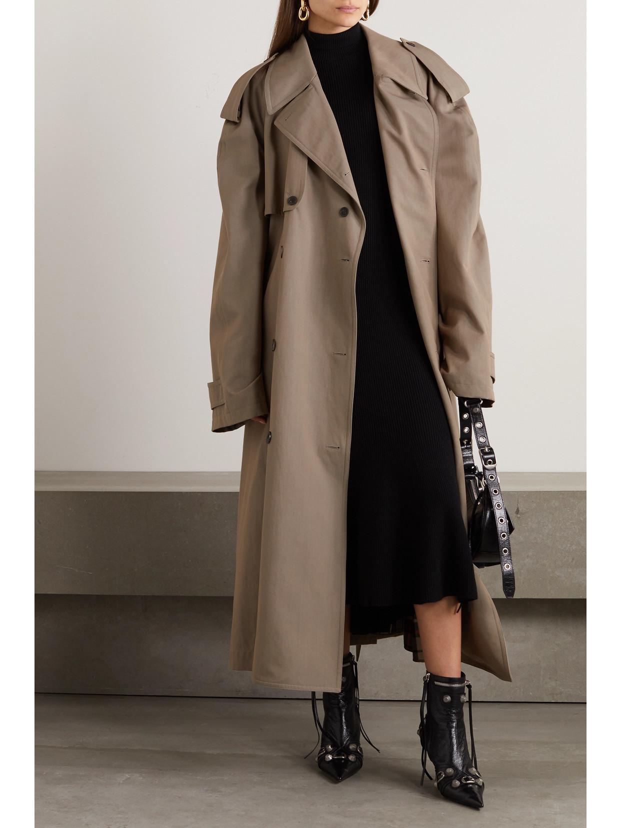 BALENCIAGA Oversized Wool & Cotton Trench Coat In Beige Product Image