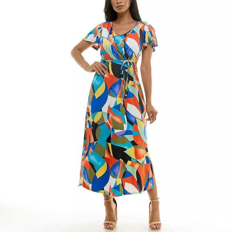 Womens Nina Leonard Flutter Sleeve Maxi Dress Product Image