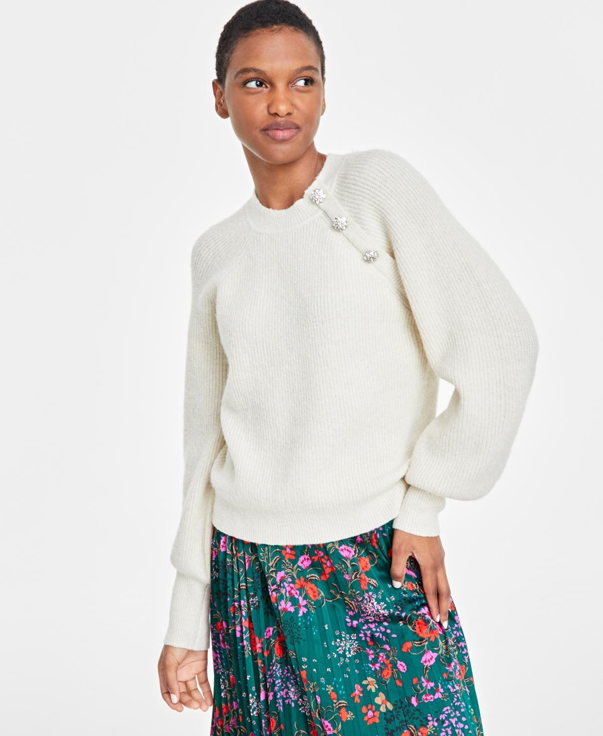 On 34th Womens Raglan-Sleeve Jeweled-Button Sweater, Created for Macys Product Image