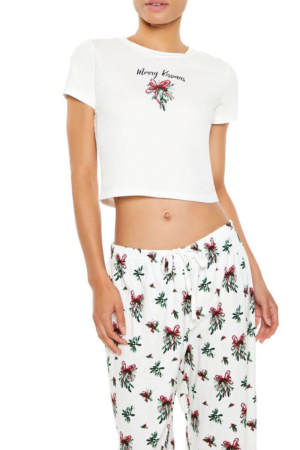 Mistletoe Tee & Pants Pajama Set | Forever 21 Product Image