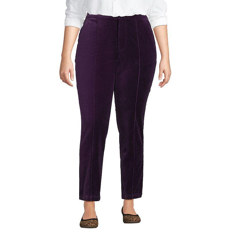 Plus Size Lands End Velvet High-Rise Pintuck Pencil Ankle Pants, Womens Product Image