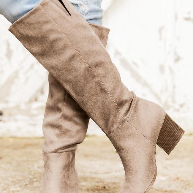 Marlee Taupe Pointed Toe Suede Boots FINAL SALE Product Image